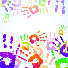 Colorful Hand Prints Background