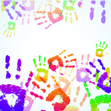 Colorful Hand Prints Background