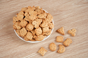 Children figured crackers on a plate