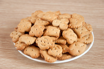 Children figured crackers on a plate