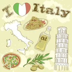 Cercles muraux Doodle Carte de grunge de voyage Italie