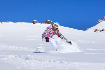 Girl on snowboard