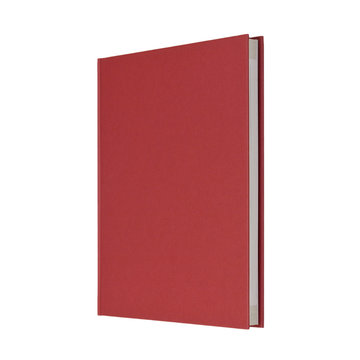standing closed red book in white background