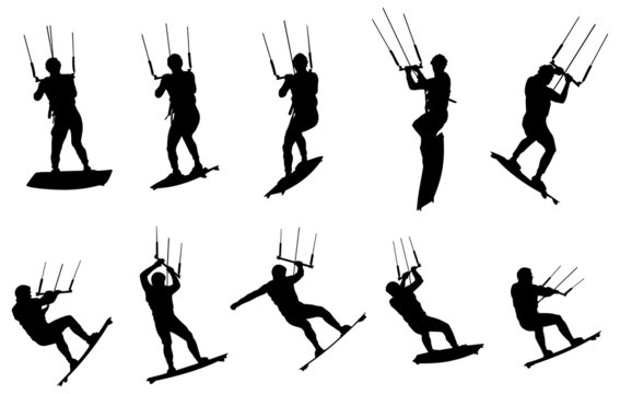 silhouette de kitesurfeur