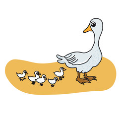 Gänsemama mit Gänseküken