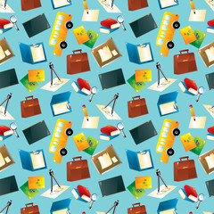 Cartoon school icons seamless pattern