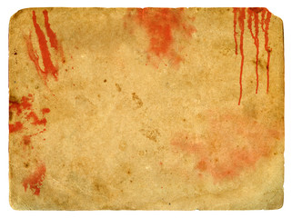 Old paper with blood spots.
