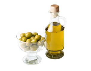 bottle of olive oil isolated on white
