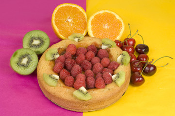 Obraz na płótnie Canvas Soft cake with raspberries