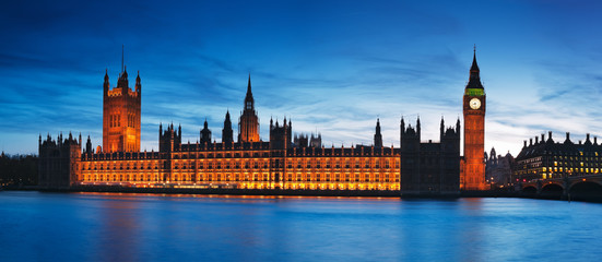 Night view of Houses of Parliament.