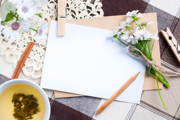 empty cardboard card with flowers