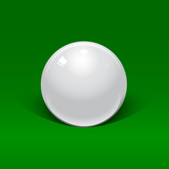 white billiard ball on a green background