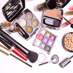 set of cosmetic makeup products