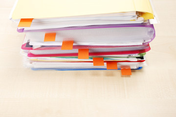 Many files and sticky notes