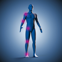 Mann Silhouette mit Gelenkschmerzen