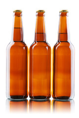 Beer bottles isolated on white background
