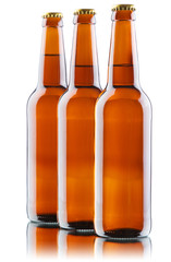 Beer bottles isolated on white background