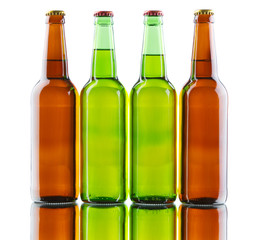 Beer bottles isolated on white background