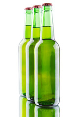 Beer bottles isolated on white background
