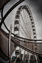 Abstract view of metal work of a ferris wheel