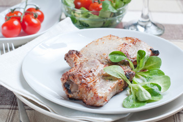 pork steak with salad