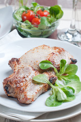 pork steak with salad