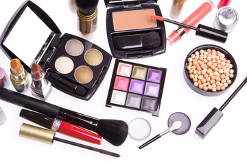 set of cosmetic makeup products