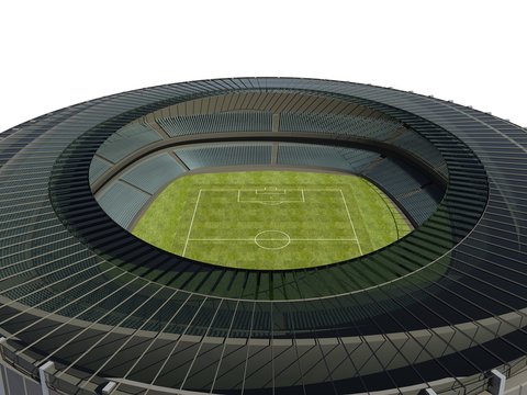 Olympic Stadium with Soccer Field on dark background