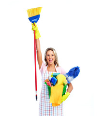 Young smiling cleaner woman.