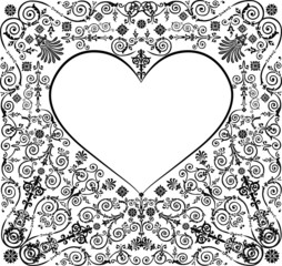 Obraz na płótnie Canvas black decorated heart shape frame