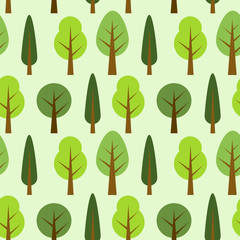 Cute seamless pattern with various trees