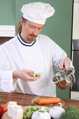 Young Chef with Brussels sprouts