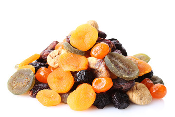 Dried fruits isolated on white