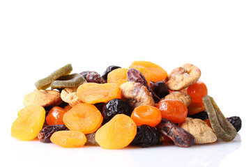 Dried fruits isolated on white