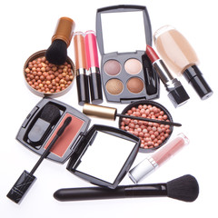set of cosmetic makeup products