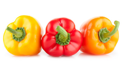 colorful paprika peppers isolated on white background