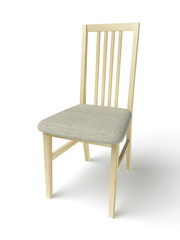 wooden chair with a fabric seat on a white background
