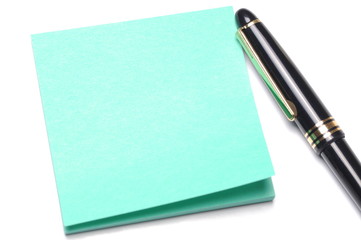 Adhesive note and pen