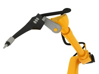 Industrial Robotic Arm Isolated On White