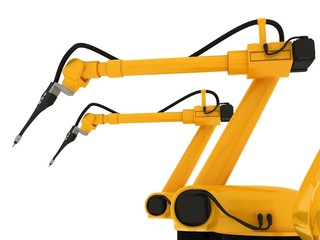 Industrial Robotic Arm Isolated On White