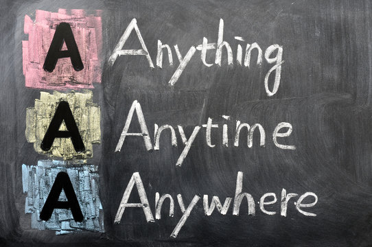 Acronym of AAA - anything, anytime, anywhere