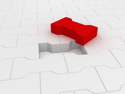 white pavement surface with one red unique individual element