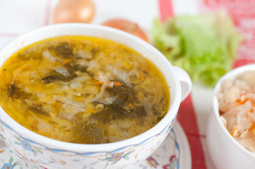 Russian national dish - Sauerkraut Soup