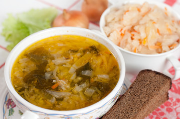 Russian national dish - Sauerkraut Soup