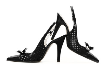 Female shoes on white background