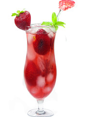 fruit red punch cocktail drink with strawberry