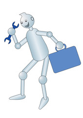 robot service worker vector illustration