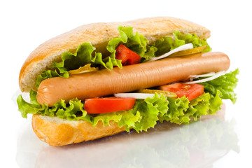 Hot dog on white background