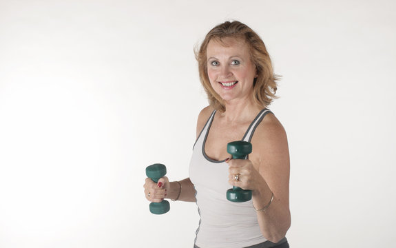 One elderly woman trained fitness