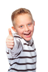 boy with thumb up